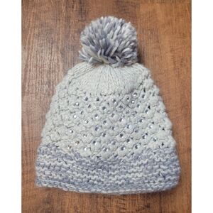 Moon Shadow rhinestone chunky knit fleece lined beanie